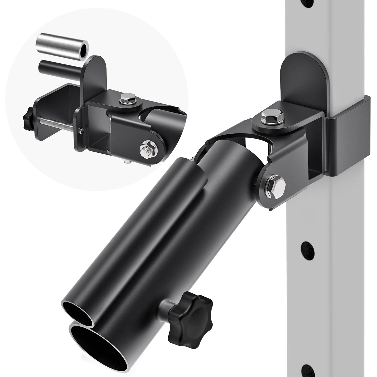 SELEWARE T Bar Row Landmine Attachment for 2" x 2" Power Rack with 5/8" or 1" Hole - Versatile Fit for 1" Standard Bar and 2" Olympic Bars, Free Swivel Heavy Duty Structure