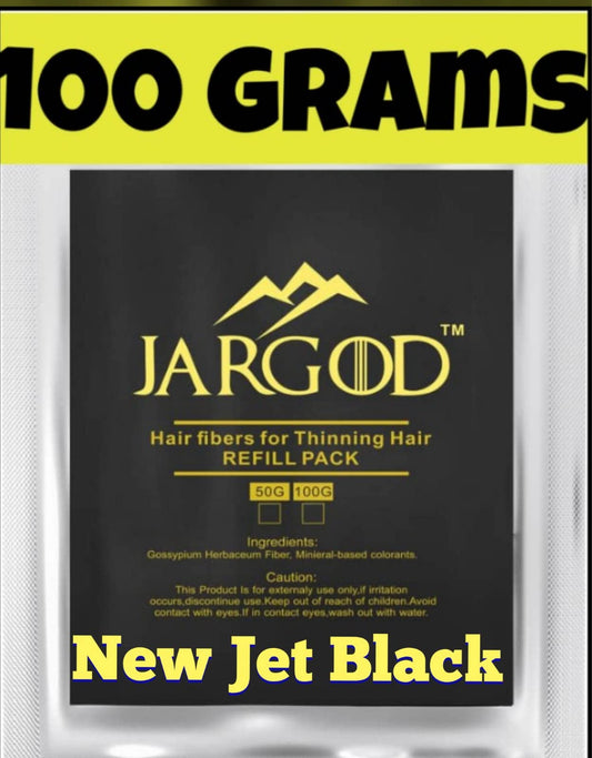 (JET BLACK) Hair Building Fibers 100 Gram - Refill Your Existing Fiber Bottle - Hair Fibers - Hair Loss Concealer For Thinning Hair by JARGOD