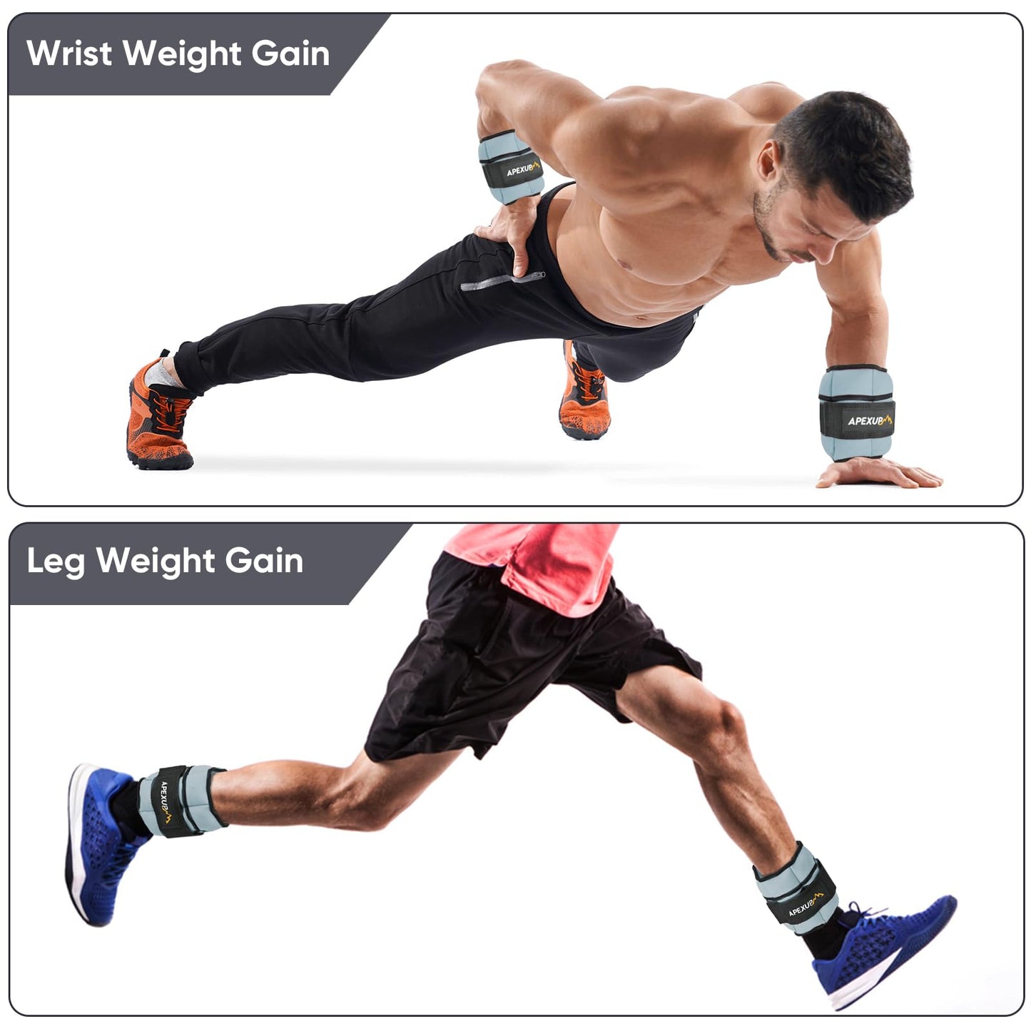 APEXUP 10lbs/Pair Adjustable Ankle Weights for Women and Men, Modularized Leg Weight Straps for Yoga, Walking, Running, Aerobics, Gym (Pastel Blue)