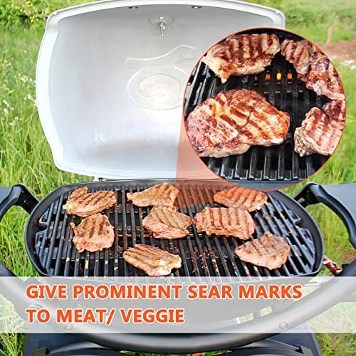 QuliMetal 7645 Cast Iron Cooking Grates for Weber Q200, Q220, Q2000, Q2400 Series Gas Grills, for Weber 396000, 396001 Grill Parts Grill Grates Replacement for Weber 7645 65811 69935, 2 Pack