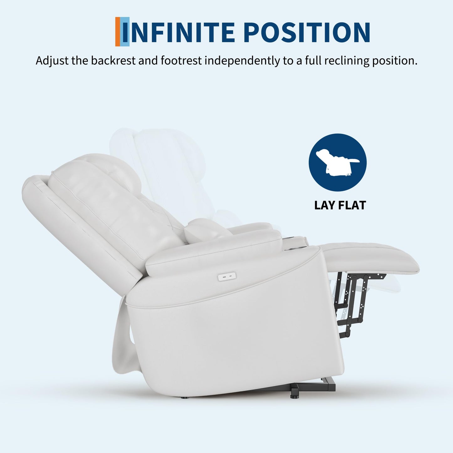 IDEALHOUSE Electric Power Lift Recliner Chair Sofa, Power Lift Chair for Elderly, 3 Positions, Side Pockets, and Cup Holders, USB Ports, Recliner Chair with Remote for Living Room, White