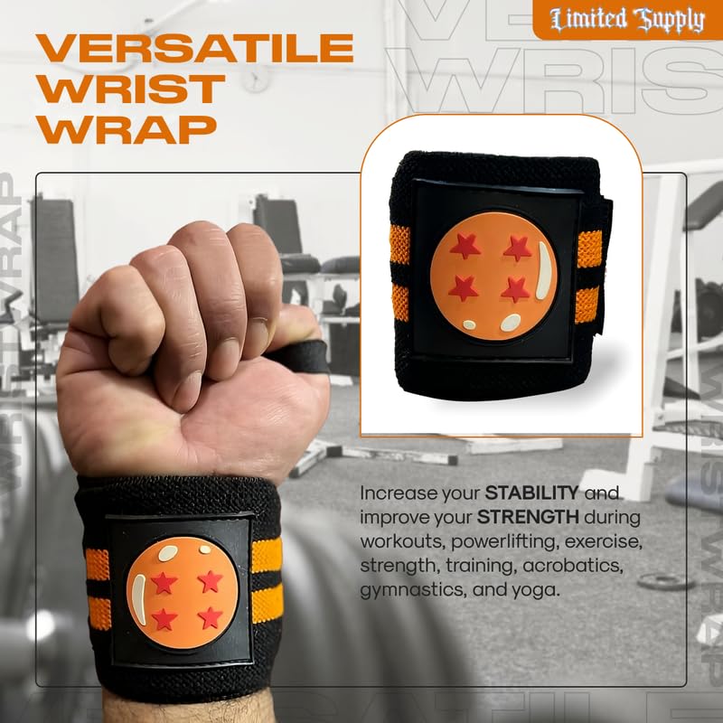 Anime Wrist Wraps Lifting Straps 24" for Men and Women - 1 Pair Each, Gym Accessories Support Weightlifting, Exercise, Strength Training, and Improve Workout (Black)