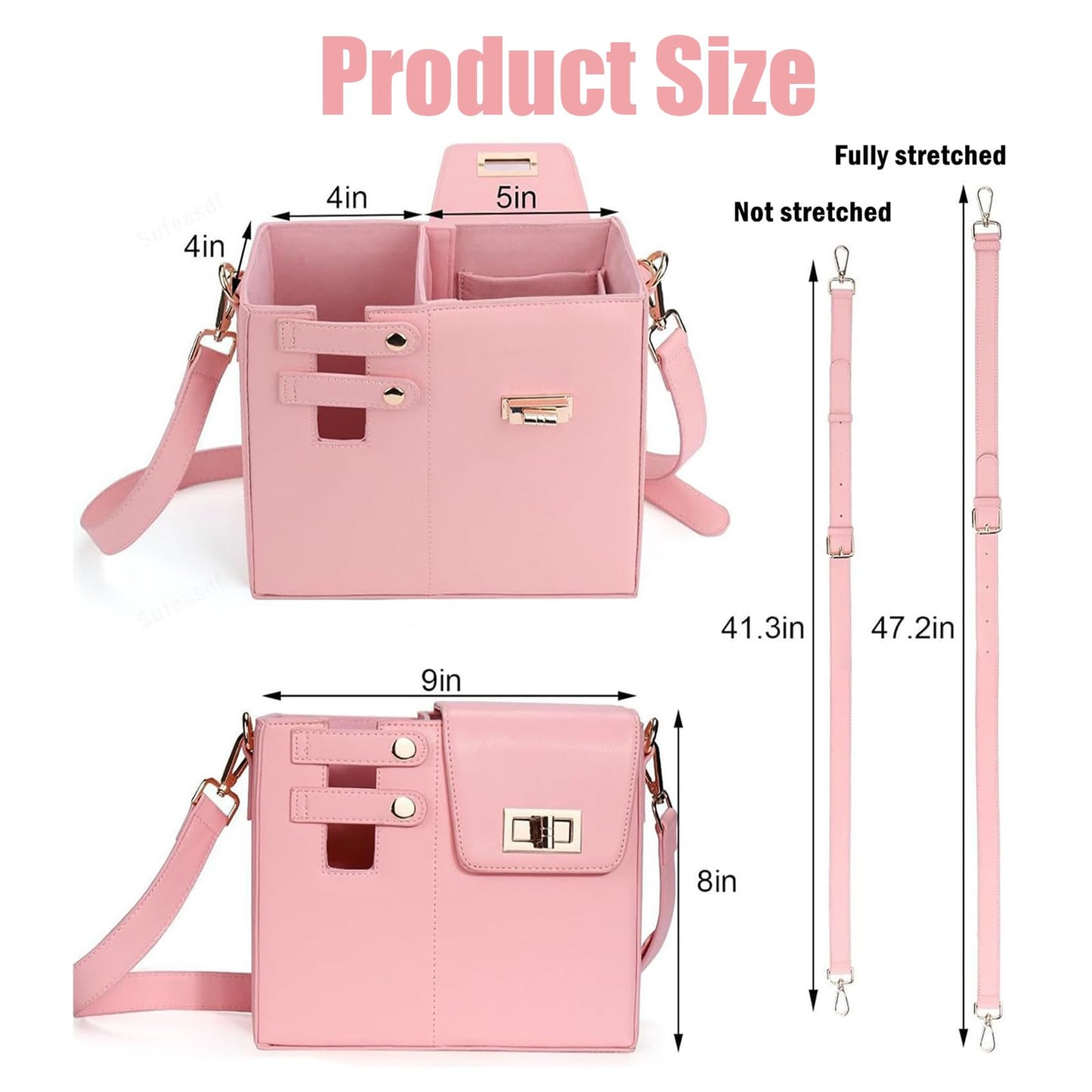 PUENBKO Outdoor Portable Crossbody Water Cup Storage Bag, Cross Body Bag with Water Bottle Holder, Adjustable Shoulder Strap, Water Bottle Carrier Bag with Storage Pocket for Women (pink)