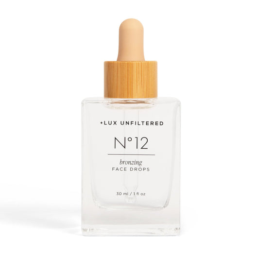 + Lux Unfiltered N°12 Face Tanning Drops - Non-Comedogenic Bronzing Drops for Face with Hyaluronic Acid, Vitamin E, & Passionfruit Oil - Fragrance Free, Cruelty Free, & Vegan Self Tanner