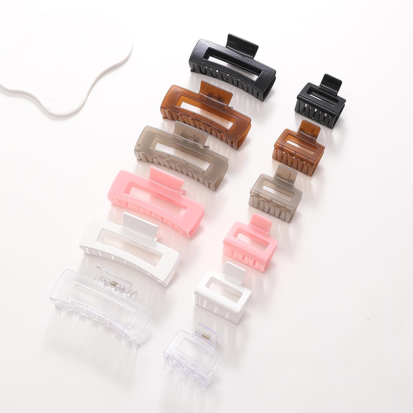 Alemaky 12 Pack Square Claw Clips, Big and Small Neutral Rectangle Hair Claw Clips, Non-slip Matte Large Hair Clips for Women,Strong Hold jaw clip for Thick Thin Hair (clear Jelly colour)