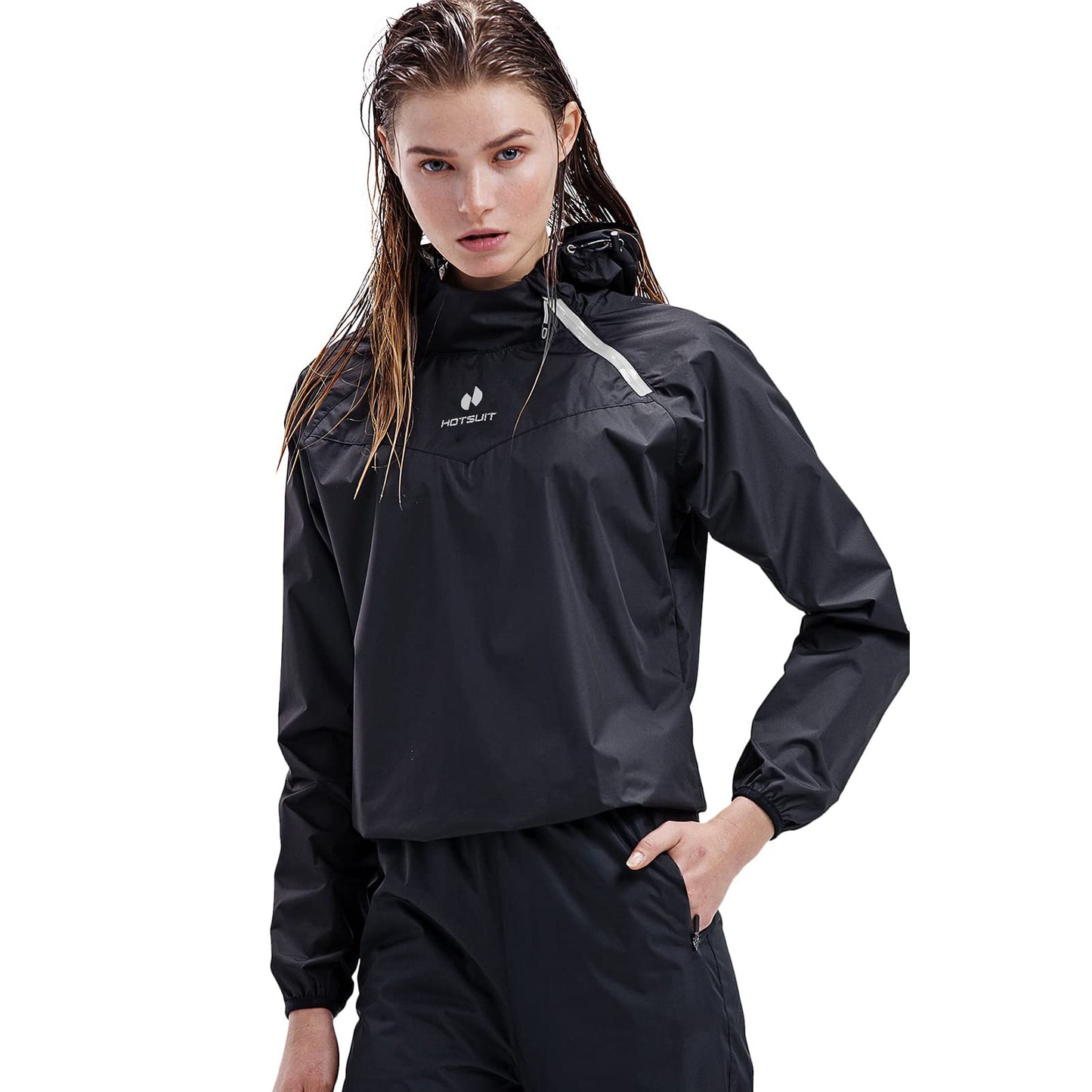 HOTSUIT Sauna Suit Women Weight Loss Boxing Gym Sweat Suits Workout Jacket, Black, S
