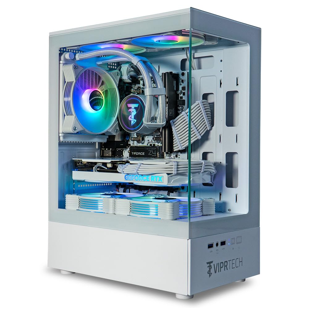 ViprTech Stryker 3.0 Liquid-Cooled PC - AMD Ryzen 7 (4.1GHz Turbo), RTX 3060 12GB, 32GB DDR4 3200, 1TB NVMe SSD, 700W PSU, WiFi BT, Win 11 Pro, RGB, Gaming Desktop Computer Prebuilt, White