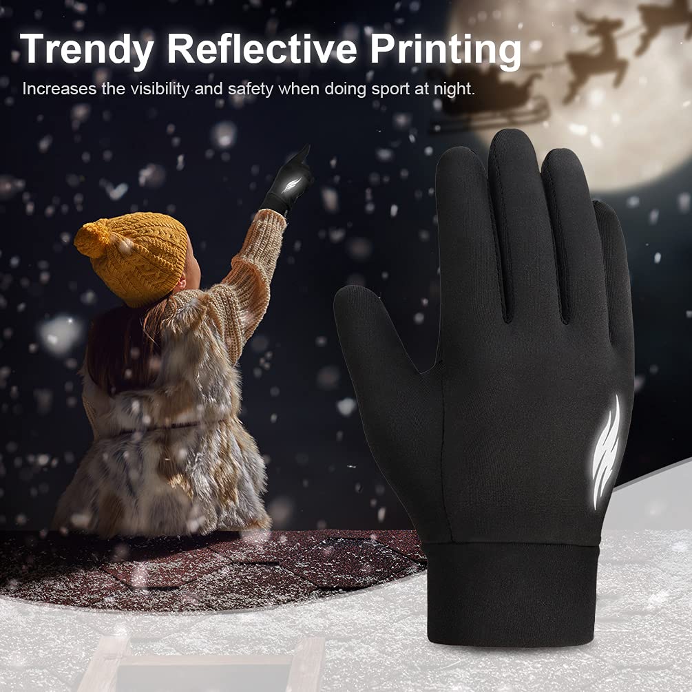 aopow Kid Gloves Kids Touchscreen Gloves - Winter Warm Cold Weather Gloves Touch Screen Running Gloves Thermal Riding Cycling Gloves for Boys Girls 10-12 Years, L