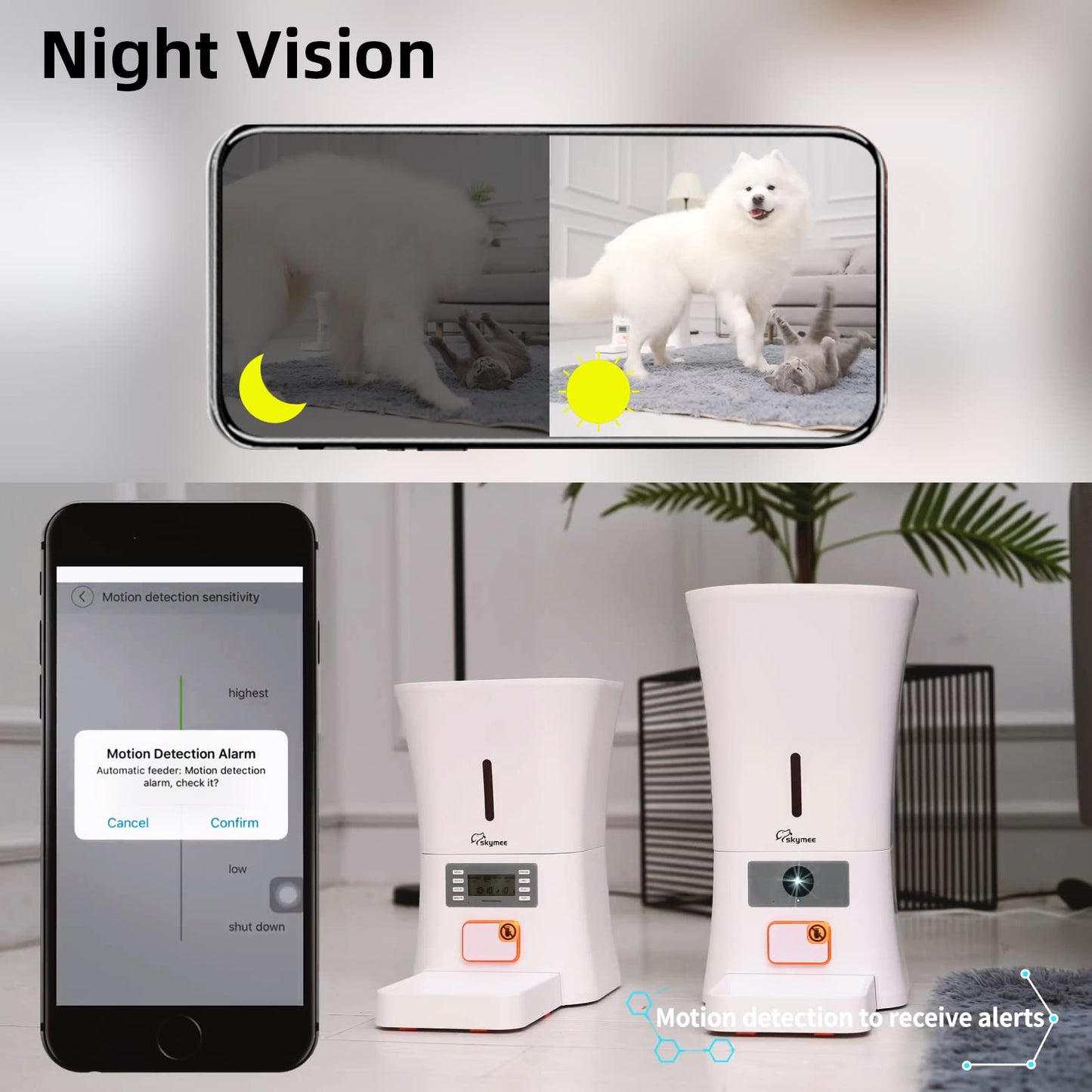 SKYMEE 12L 5G WiFi Aautomatic Dog Feeder Large Breed & Automatic cat feeders 1080P Full HD Pet Camera Treat Dispenser Food Dispenser