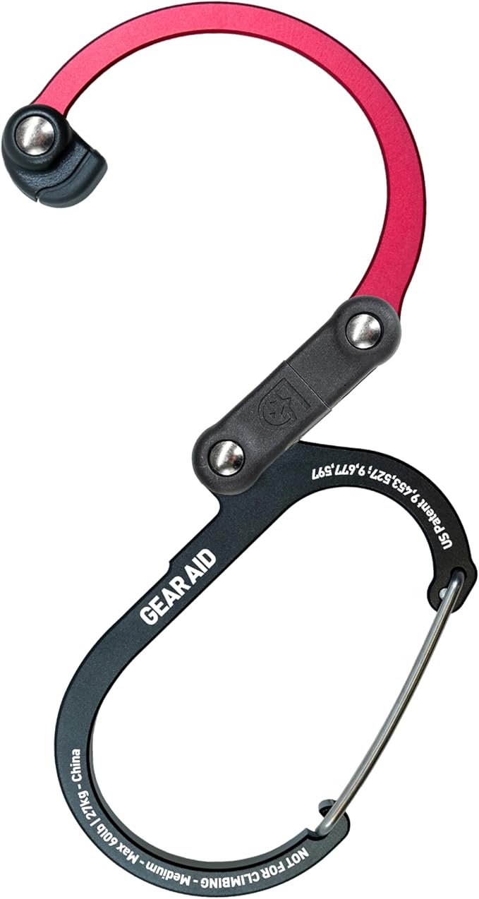 GEAR AID HEROCLIP 360° Swivel Carabiner Gear Clip and Hook (Medium) for Camping, Backpack, Suitcases and Garage Organization