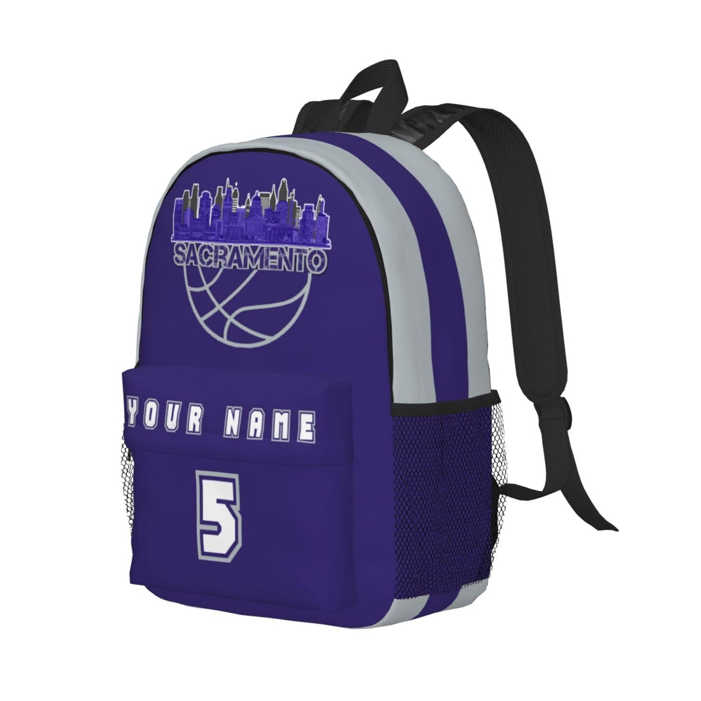 Jvpprds Sacramento Custom Backpack for Boys Personalized Schoolbag Customized Bag with Name Numbers Fans Gifts