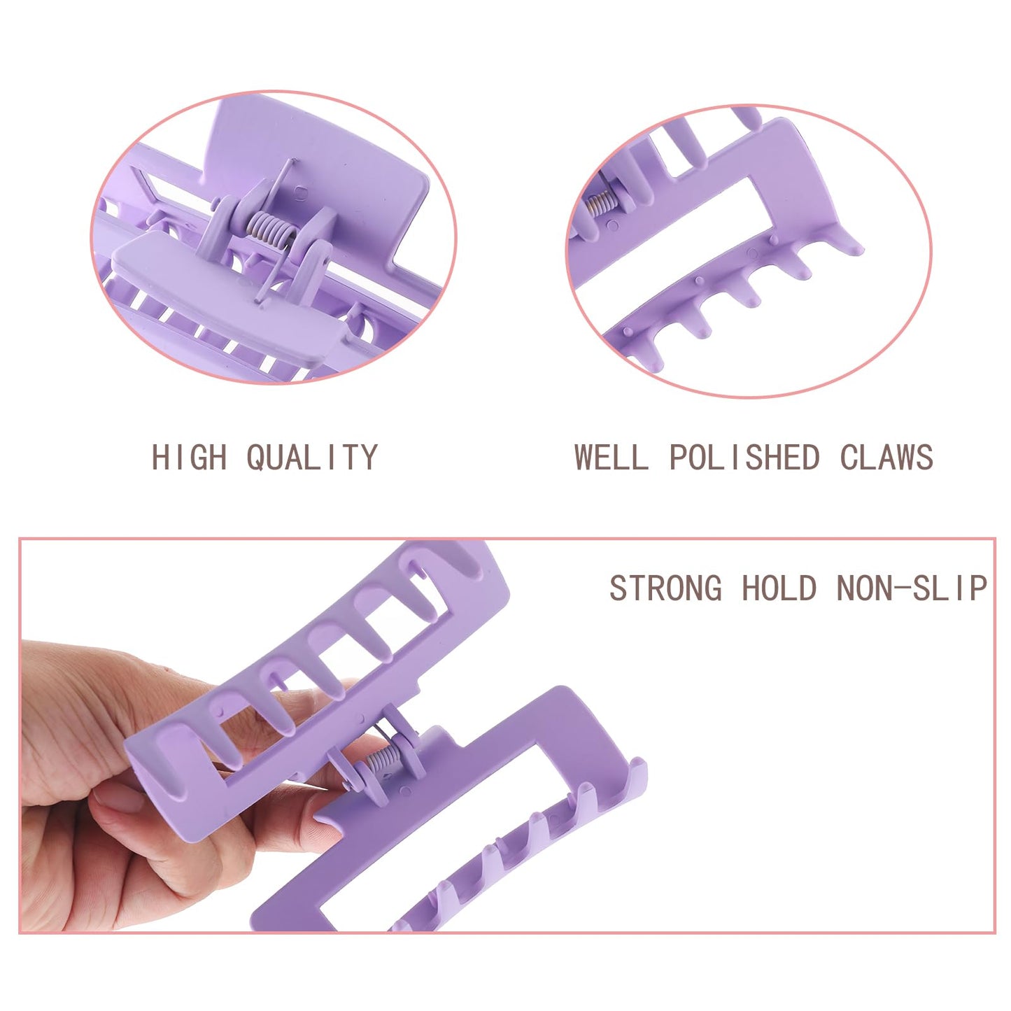 Alemaky 12 Pack Square Colorful Hair Clips, Big and Small Neutral Rectangle Claw Clips, Non-slip Matte Hair Clips for Women,Strong Hold jaw clip for Thick Thin Hair Silver Brown White Pink