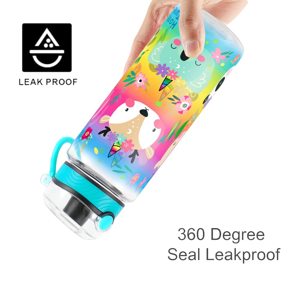 Cute Water Bottle for School Kids Girls, BPA FREE Tritan & Leak Proof & Easy Clean & Carry Handle, 23oz/ 680ml (Deer)