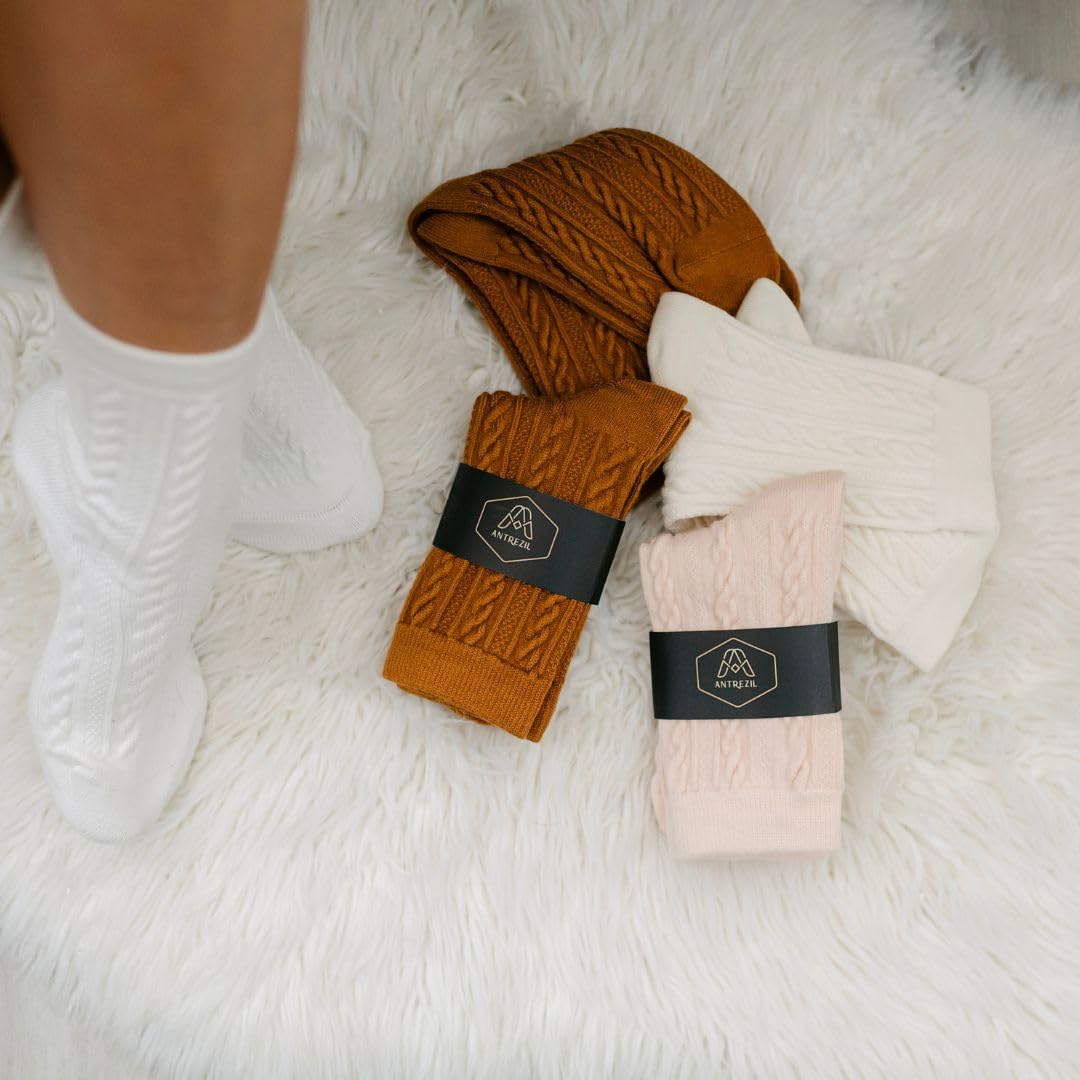 ANTREZIL Seamless Winter Socks Pack of 3 Pairs,with Bag |Cotton Wool Socks Quick-Dry,Breathable Hiking Boot Socks, Women Warm Cozy Socks