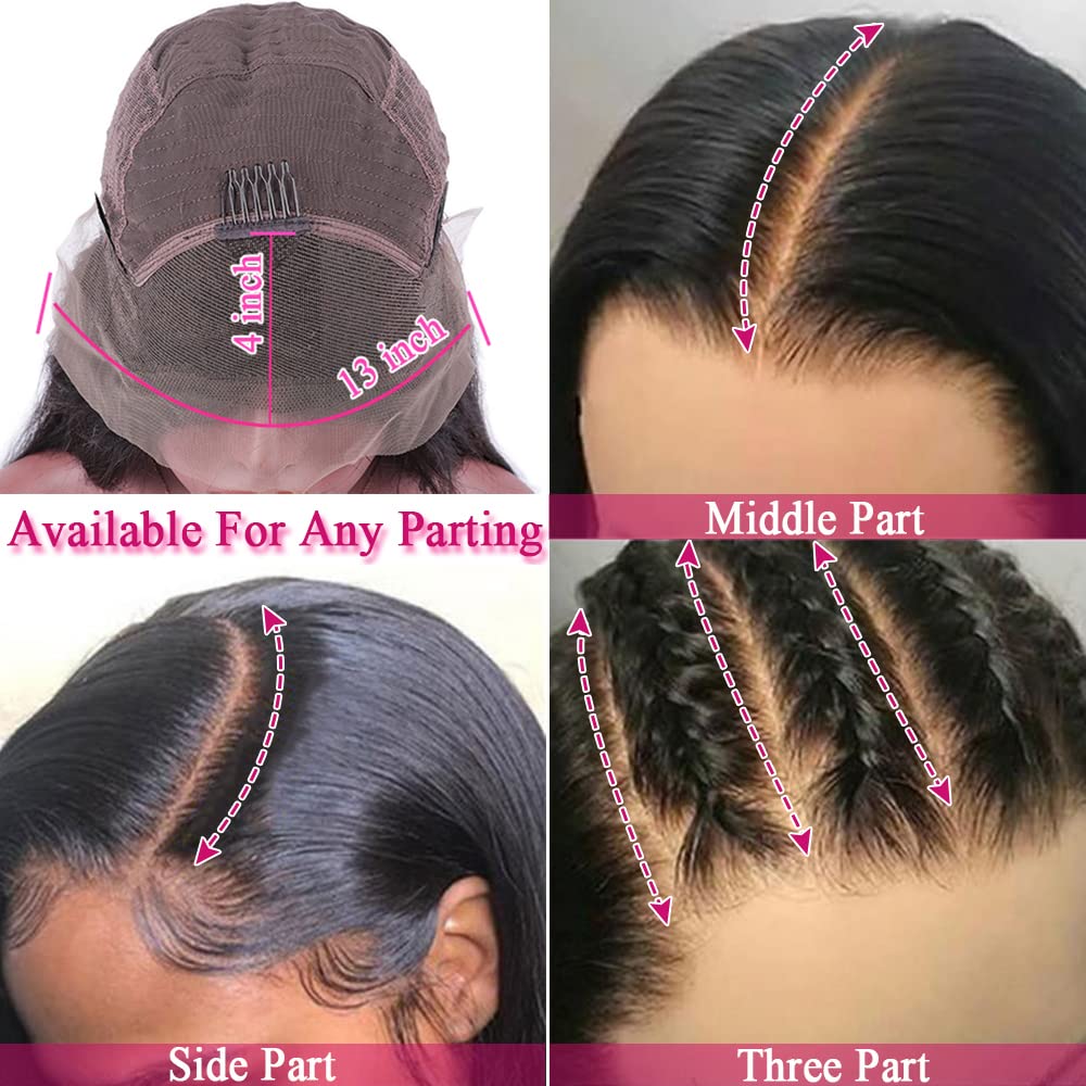 AHUFALU Straight Lace Front Wigs Human Hair Glueless Wigs for Black Women 13x4 HD Lace Wigs Human Hair Bleached Knots with Baby Hair Straight Wig Human Hair 150% Density 18 Inch