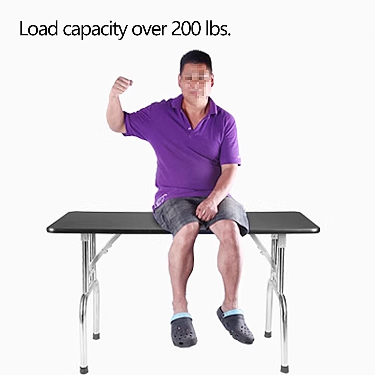 Foldable Dog Washing Station for Home Grooming Table, Stainless Steel Frame, Rubber Tabletop, Load Capacity 200lb for Small and Large Dogs Cats and Other Pets(75 * 47 * 80cm)