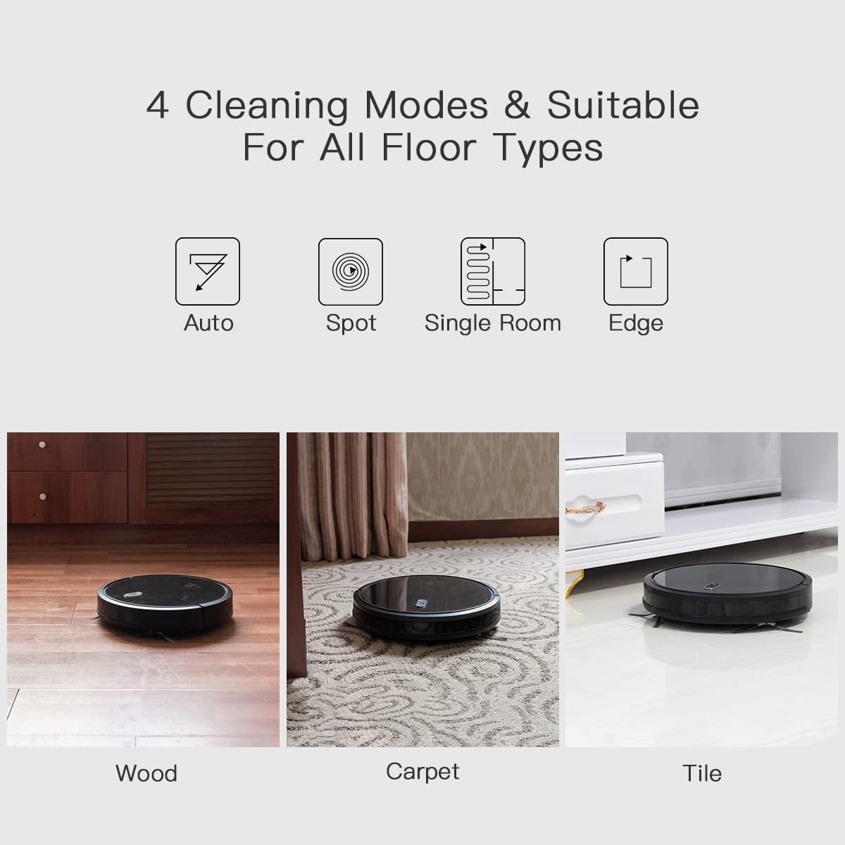 Amarey A800 Robot Vacuum - Super Suction Robotic Vacuum Cleaner, Long Lasting, Timer Function, Self-Charging, Multiple Cleaning Modes, Amarey Robot Vacuum Cleaner for Pet Hair, Hard Floor, Carpet