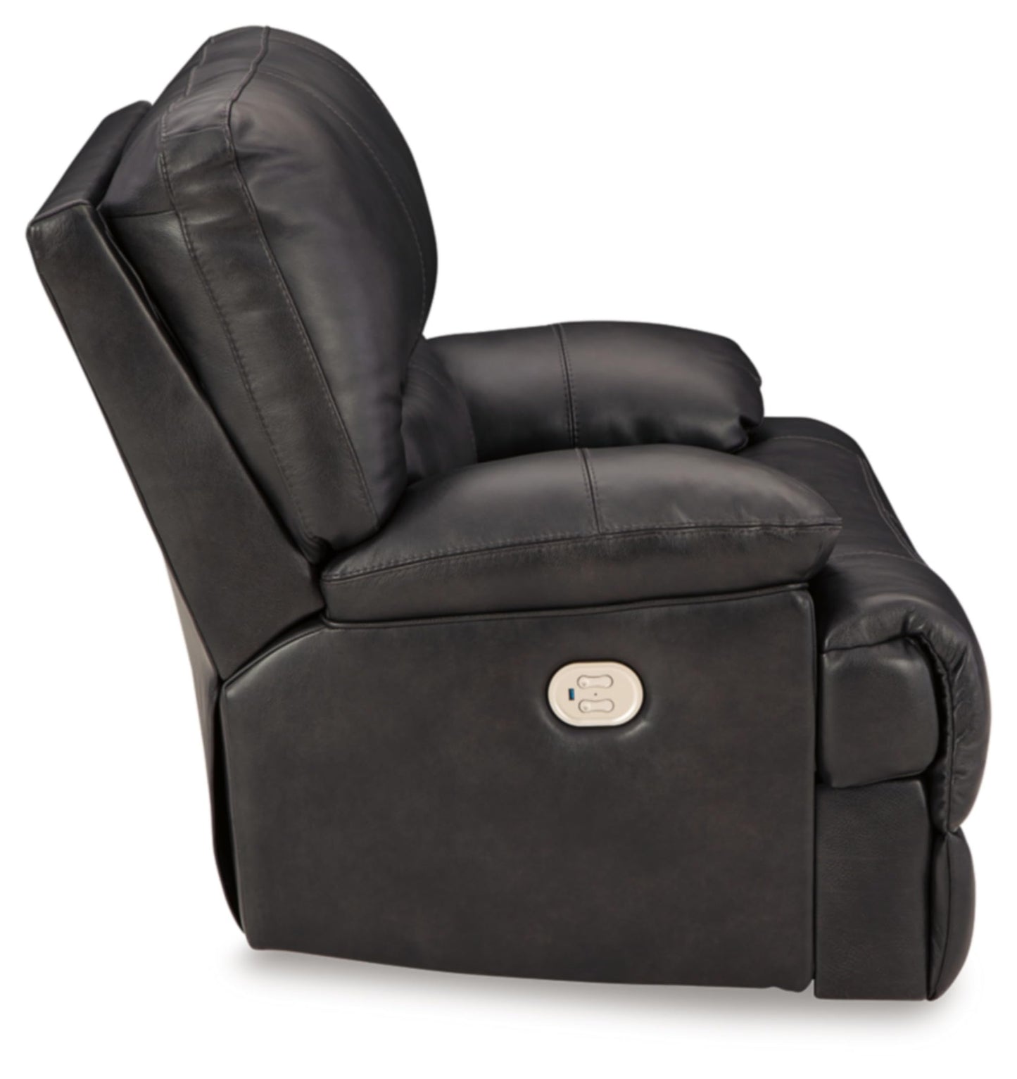 Signature Design by Ashley Mountainous Modern Leather Match Wall Hugger Power Recliner with Adjustable Headrest and USB Ports, Black