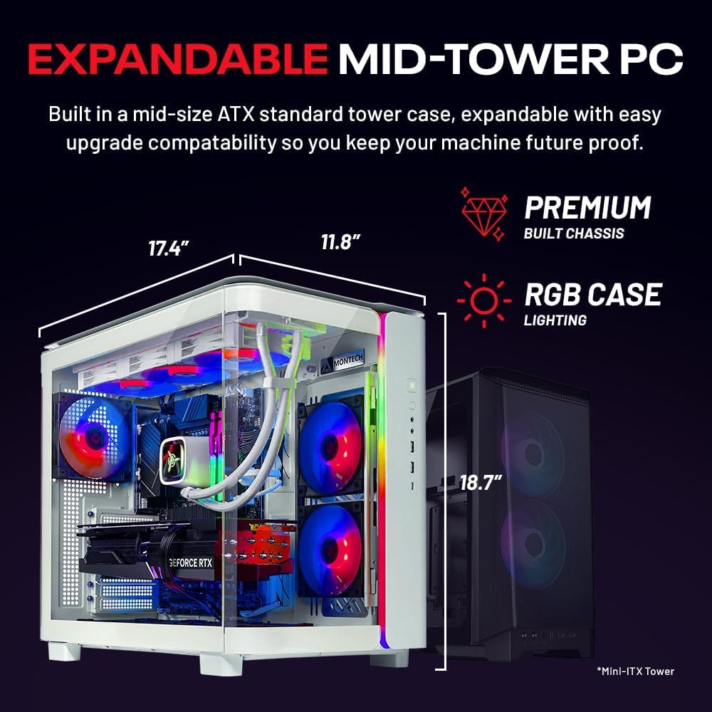 Skytech King 95 Gaming PC Desktop, Intel i7 14700F 2.1 GHz (5.3GHz Turbo Boost), NVIDIA RTX 5070 12GB GDDR7, 1TB Gen4 SSD, 32GB DDR5 RAM 6000 RGB, 850W Gold PSU, 360mm ARGB AIO, Wi-Fi, Win 11 Home