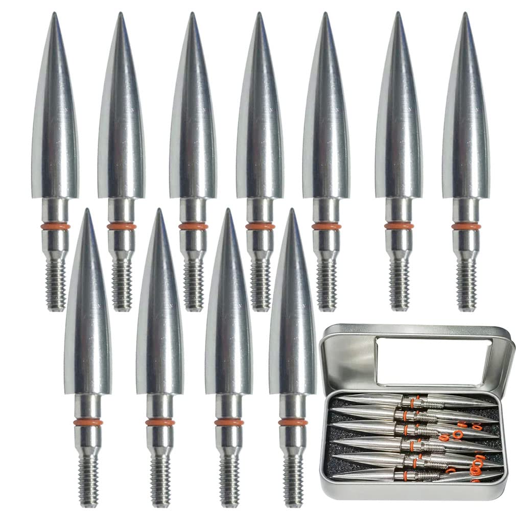 Field Points arrowheads 200 Grains Archery Field Points,11/32" Stainless Steel Screw in Archery Field Tips and Broadheads (1 Dozen 12 PCS)