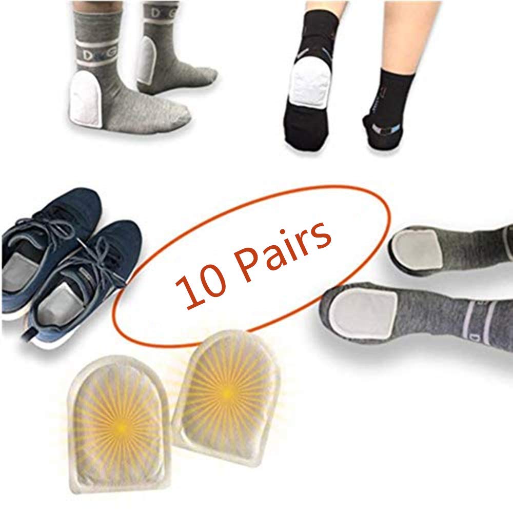 WORLD-BIO Body Warmers with Adhesive Backing 10 Packs & 10 Pairs Adhesive Toe Warmers - Long Lasting Safe Natural Odorless Air Activated Heat Pack Gives 8 Hours Warm