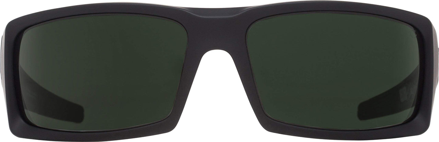 Spy Optic Men's General Rectangular Sunglasses, Soft Matte Black/Happy Gray/Green, 60 mm