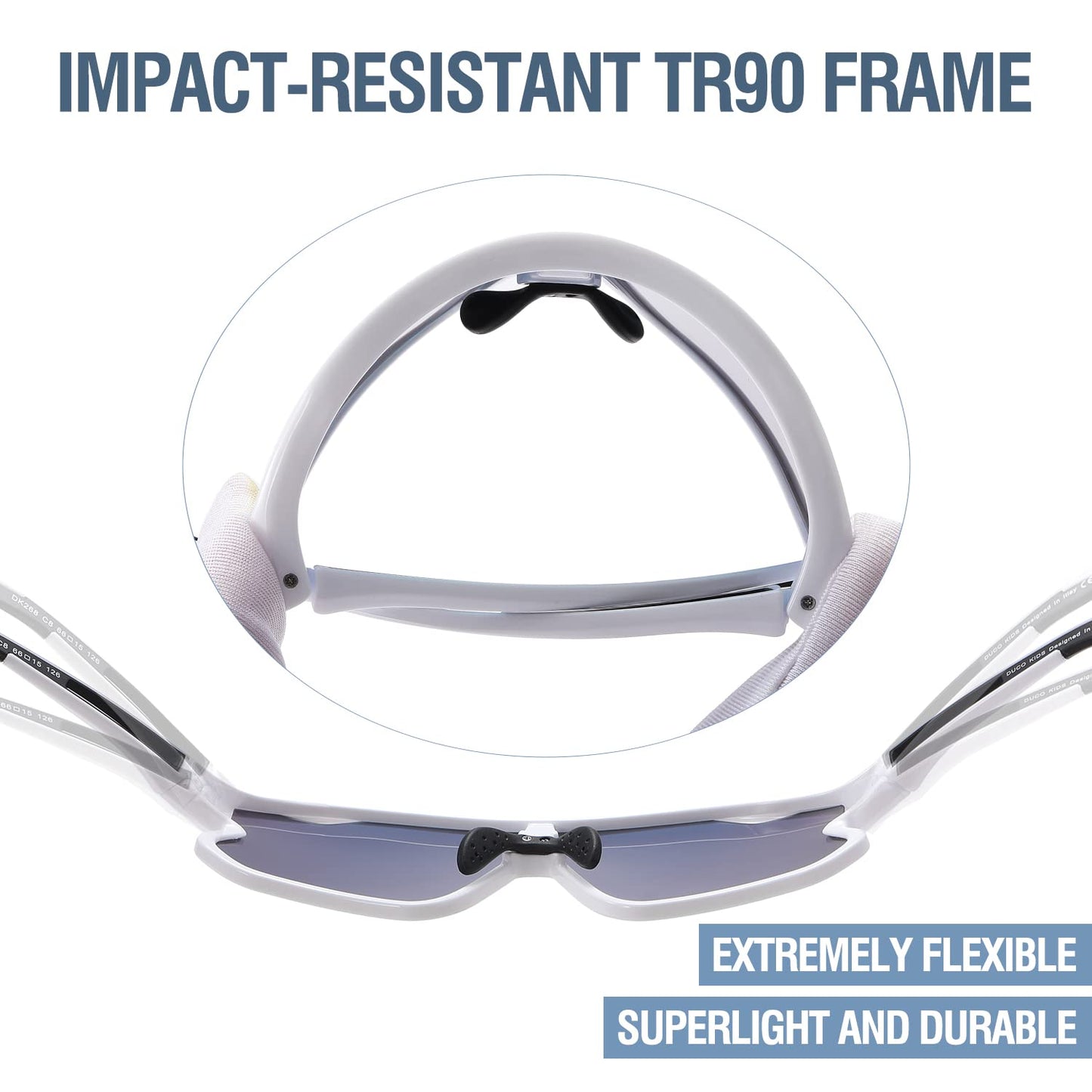 DUCO Kids Sunglasses Youth Baseball Sun Glasses Lightweight TR90 Frame UV400 Sports Cycling Shades for Boys Girls DK268