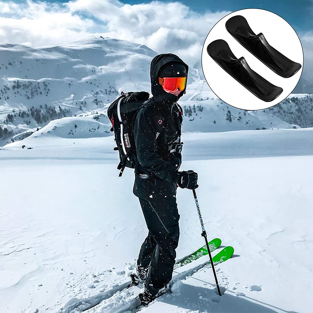 MOONASE 2pcs Snow Scooter Ski Skate Board Sled Conversion Kit Winter Cycling Ski Attachment for Kids Car Scooter Two-Wheel Sled Accessories Riding Tyre Replacement Parts, Black
