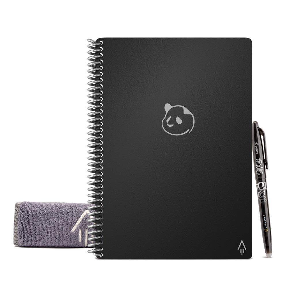 Rocketbook Panda Planner Reusable Smart Pages, Executive Size 6x8.8, Black - Daily, Weekly & Monthly Pages, App-Connected, Erasable, Ideal for Motivational Journaling, Goal Setting & Digital Organization