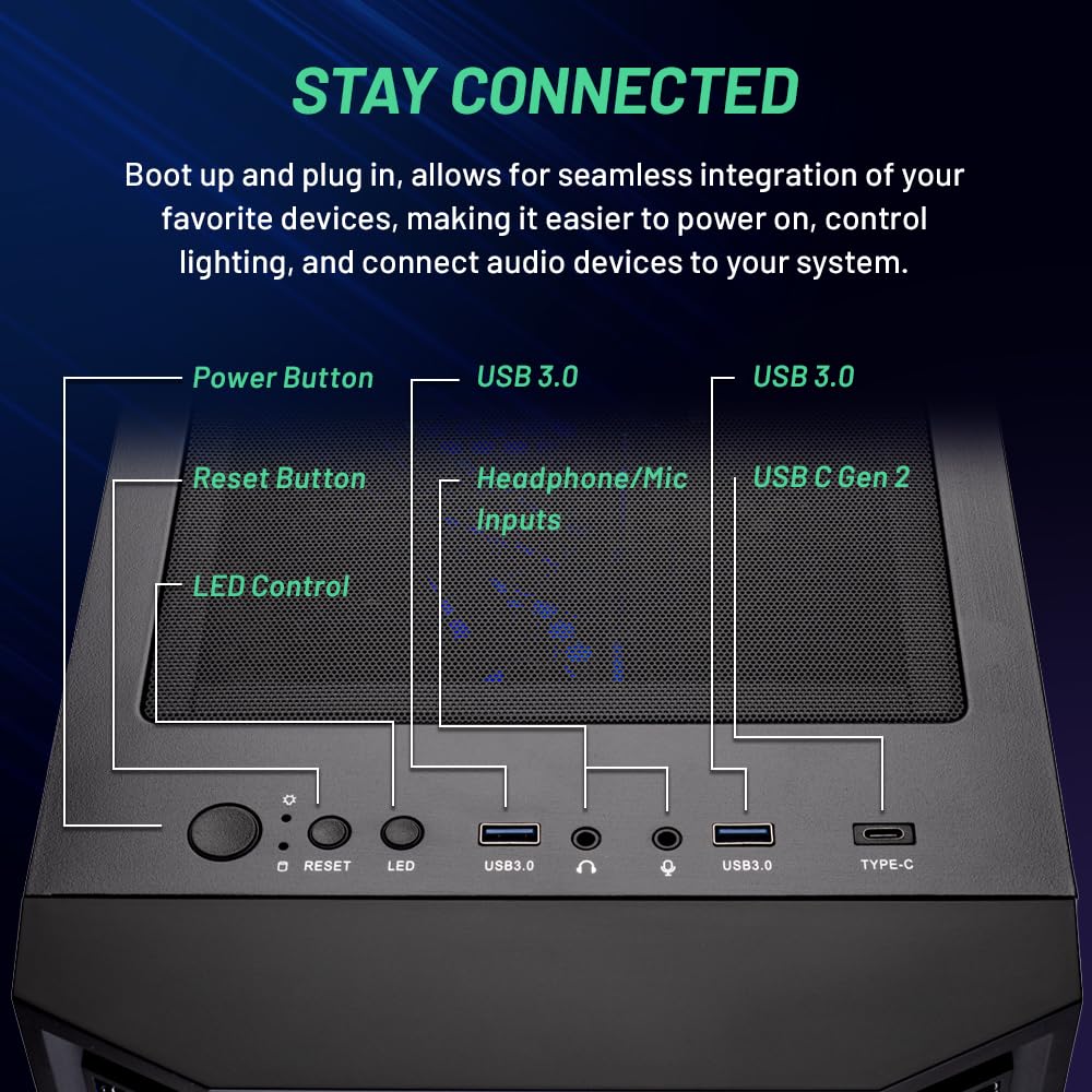 Skytech Gaming Shadow Gaming PC Desktop – Intel Core i7 13700F 2.1 GHz, NVIDIA RTX 4060, 1TB NVME SSD, 16GB DDR4 RAM 3200, 600W Gold PSU, 360mm AIO, 11AC Wi-Fi, Windows 11 Home 64-bit,Black