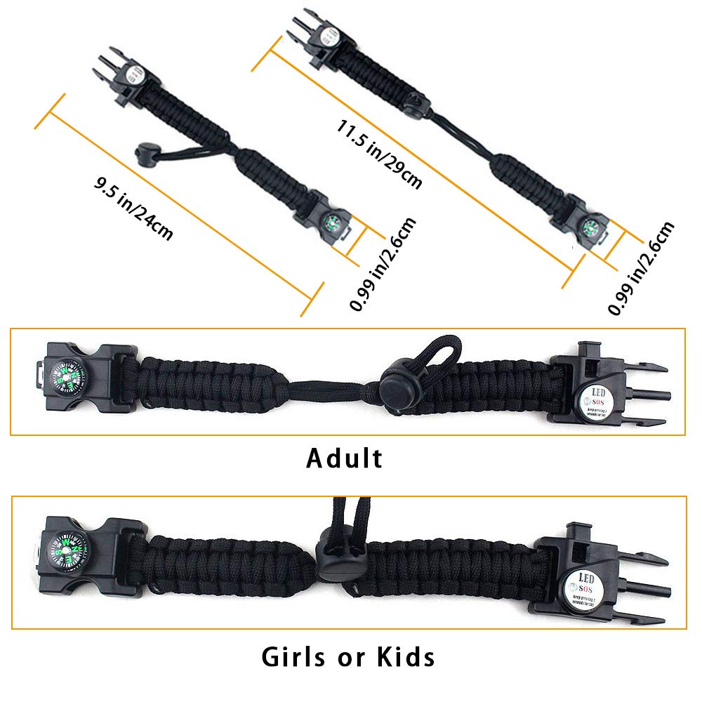 Daarcin Survival Paracord Bracelet,Fire Starter,Waterproof SOS Light, Compass, Whistle, Adjustable AK87 20 in 1,Outdoor Ultimate Tactical Survival Gear Set,Stocking Stuffers,Gift for Kids,Men