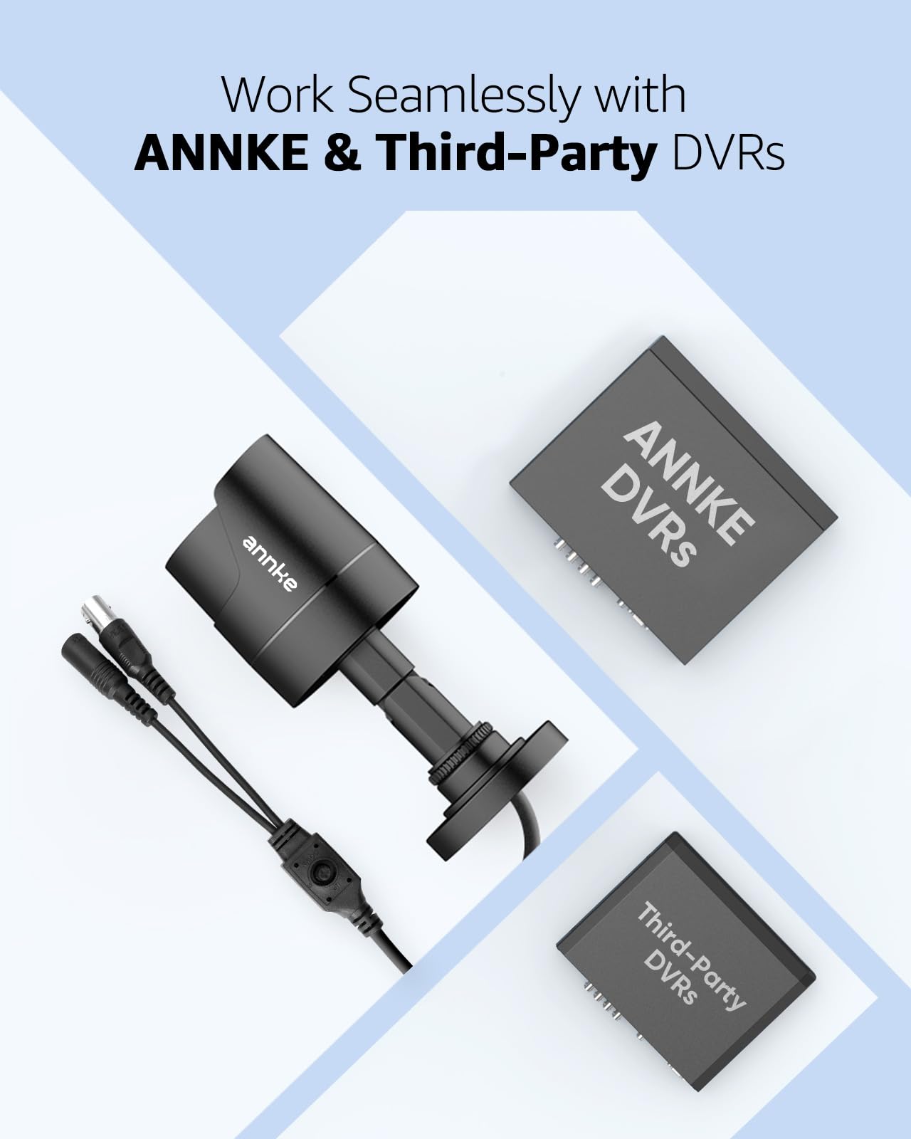 ANNKE 1080p Security Camera 4-in-1 CCTV Bullet Wired Cam, AHD/TVI/CVI/CVBS, Analog Surveillance Video Add-On Black Camera for Outdoor Use, 100ft Clear Night Vision (Power Adapter Not Included) - E200
