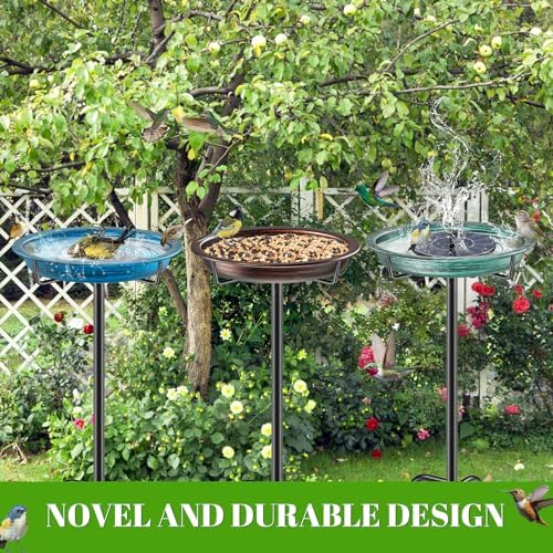 35.5In Freestanding Metal Birdbaths Bowl Outdoor, Free Standing Garden Bird Bath Bird Feeder Bowl with Metal Stake, Detachable Decoration Spa Birdfeeder for Garden Patio Yard Lawn (Retro Copper)