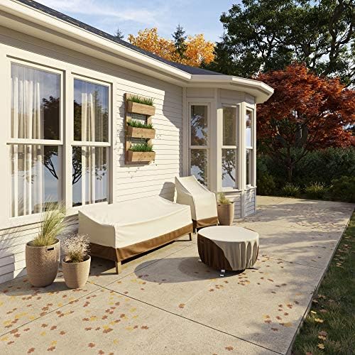 Amazon Basics Outdoor Patio Chair Cover Waterproof, Anti-UV, Durable, Beige/Tan