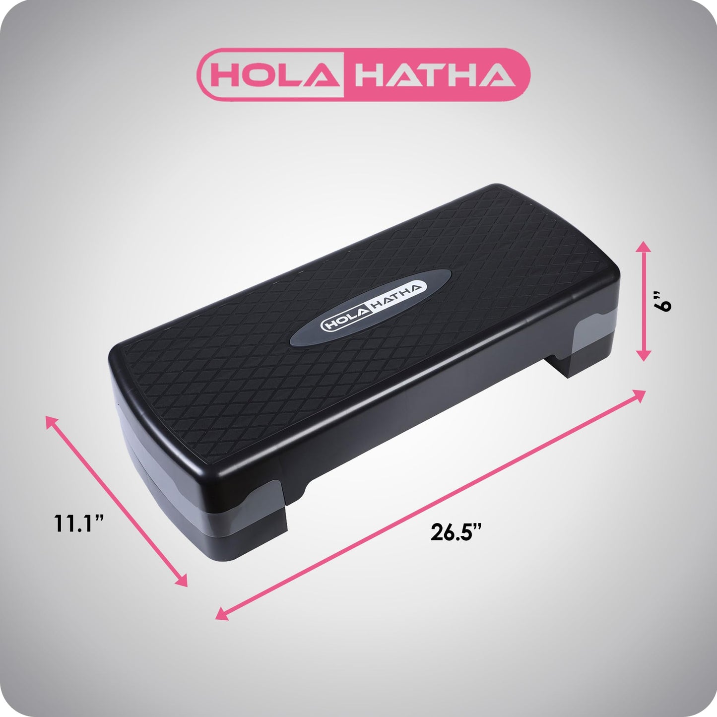 HolaHatha Compact Portable Aerobic Step Platform Exercise Fitness Equipment, Cardio Stepper with Adjustable Height for Home Gym, Black
