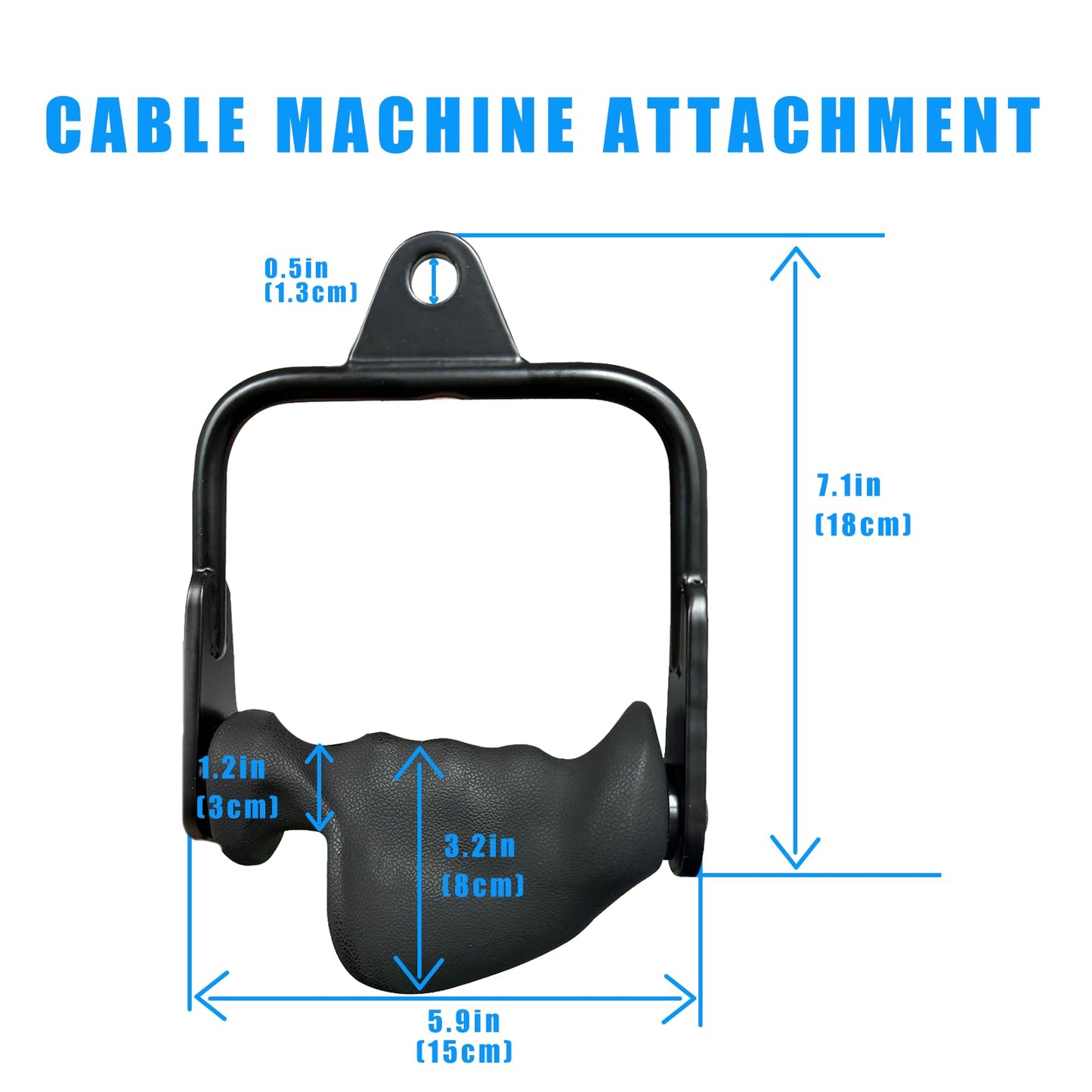 Ergonomic Tricep Rope Pull Down Attachment, Upgraded Long Triceps Rope Cable Attachments for Gym, LAT Pull Down Bar for Cable Machine, Tricep LAT Pulldown Workout Cable Attachments (D Handle)