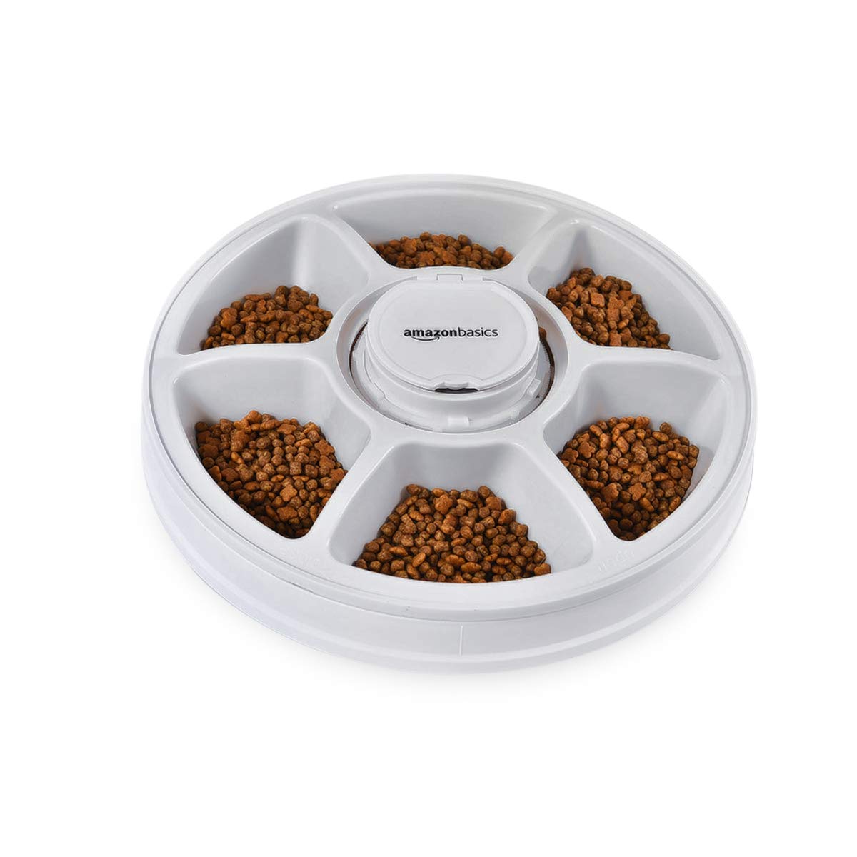 Amazon Basics Automatic Pet Feeder, Electronic Timed Dog and Cat Food Dispenser, 6 Portions, Plastic, Teal, 12" X 12" X 2.3"