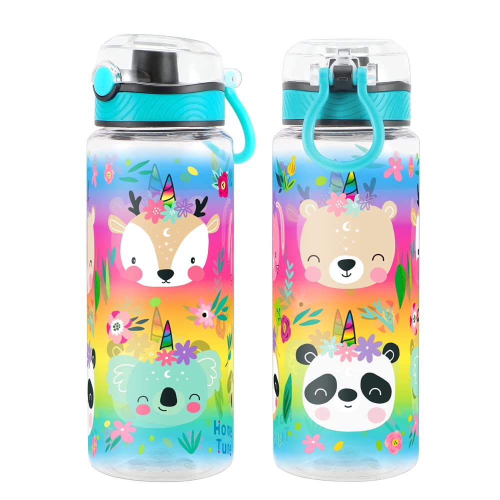 Cute Water Bottle for School Kids Girls, BPA FREE Tritan & Leak Proof & Easy Clean & Carry Handle, 23oz/ 680ml (Deer)