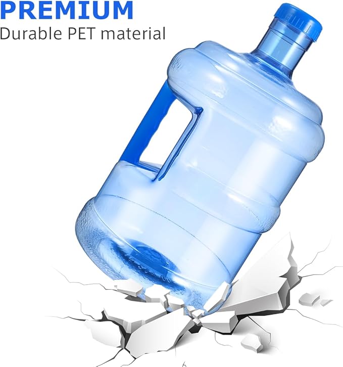 BESTonZON 1.3 Gallon Water Jug Jug 5L Plastic Crown Cap Reusable Water Bottle Container Water Storage Bucket Portable Water Kettle Camping Water Tank with Handle for Emergency