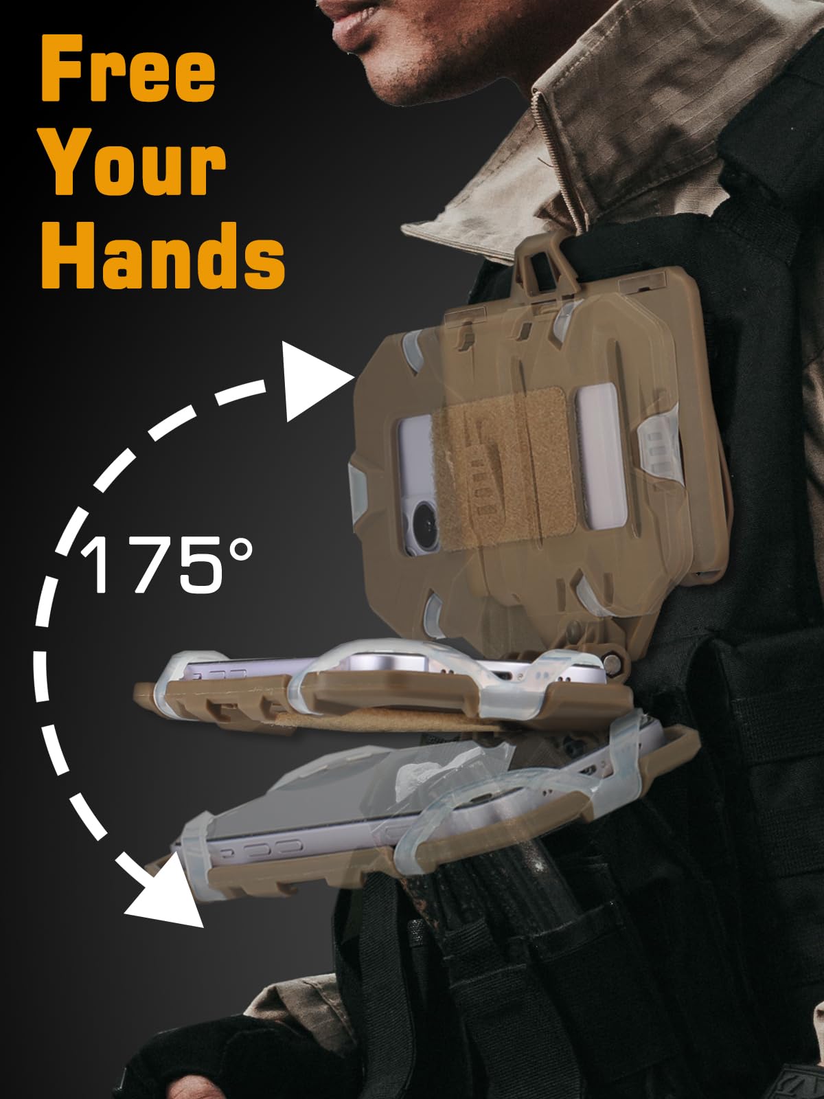 EralcNa Tactical Gear Plate Carrier Vest Accessories Phone Chest Mount Holder for Screen Size 4.7"-6.7",Tan