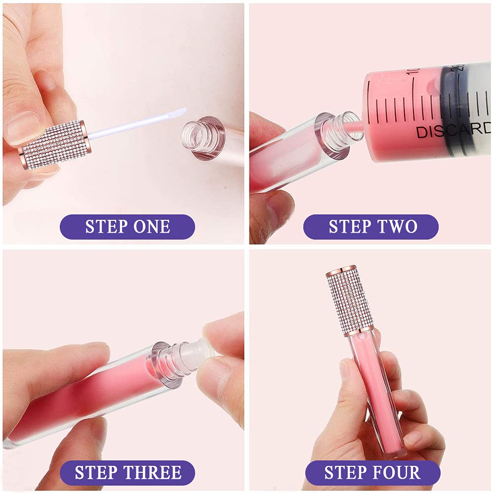 AMORIX 24 pcs Crystal Rhinestone Lip Gloss Tubes + 50 pcs Lip Gloss Tubes with Wand