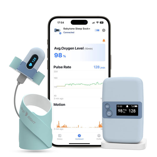 Babytone Baby Sleep Monitor with Base Station- Smart Sleep Sock, Tracking Heart Rate, Avg O2 and Movement, Wearable Baby Oxygen Foot Monitor with Bluetooth and APP, for 0-36 Months Newborn