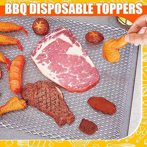 Mifoci 20 Pcs Disposable Grill Topper Non Stick BBQ Grill Grates 12x16 Inch Grill Mesh Mat Disposable Pans for Outdoor Liners Cooking Grid Grates Pad for Camping Picnics Meat