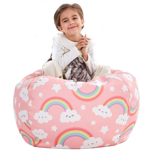 Nobildonna Stuffed Animal Storage Bean Bag Chair Cover Only for Kids Girls Toddler, Large Beanbag Chair Without Filling for Organizing Children Soft Plush Toys