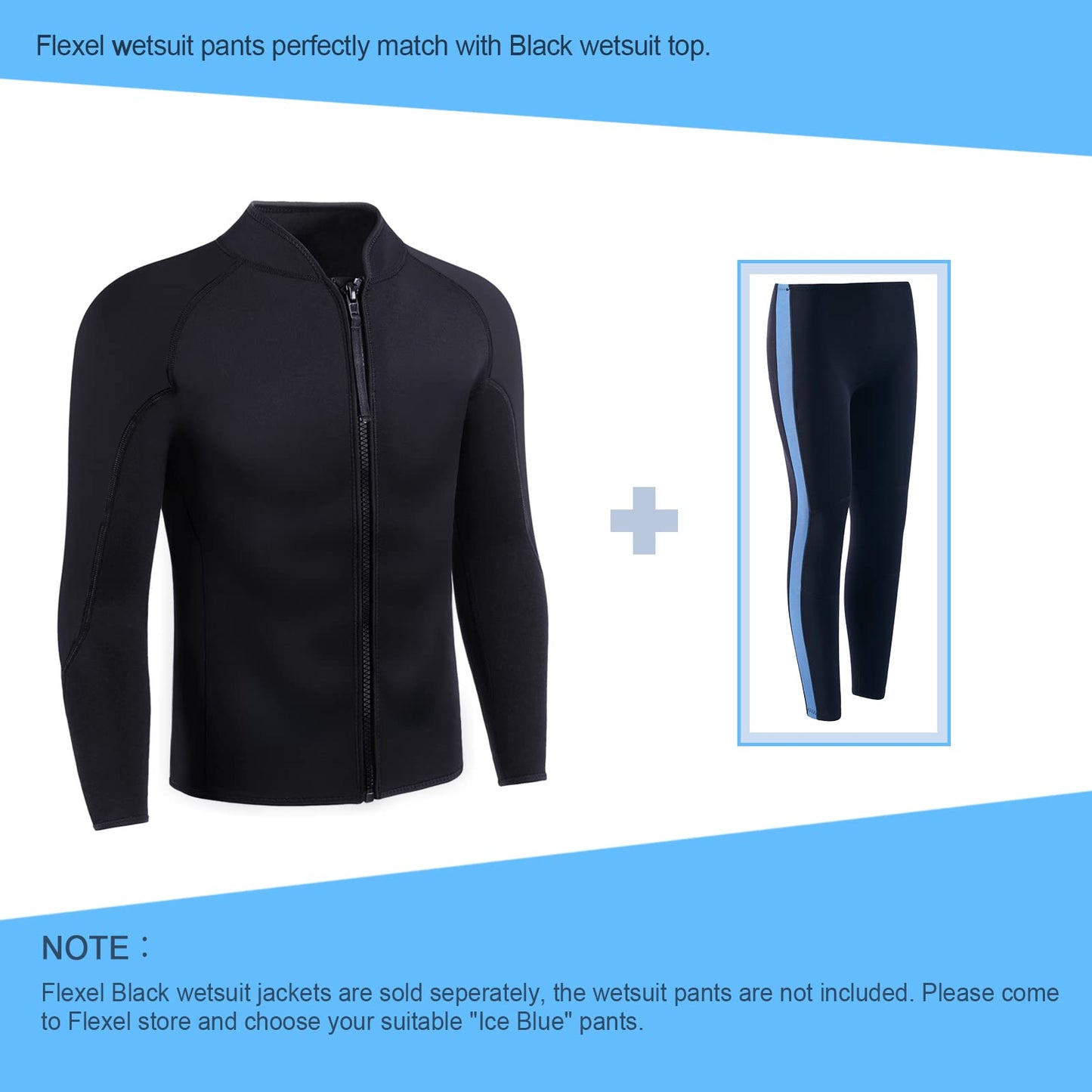 INTBOSS Wetsuit Top Men,2mm Mens Wetsuit Top 3mm Long Sleeve Wetsuit Jacket Men Front Zip Warm Wets Suit Jackets for Men Stretch Mens Wetsuit Top