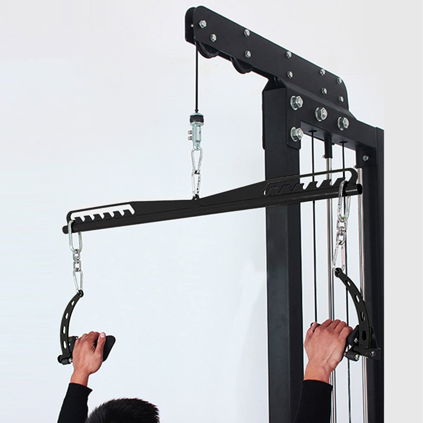 Home Gym Fitness Spreader Bar, Multi-Grip Wide Lat Pull Down Bar, Neutral Grip Handle, Lat Pulldown Attachments Long Bar for Cable Pulley System Machine, T-bar Row Landmine Attachment (SP-B07)