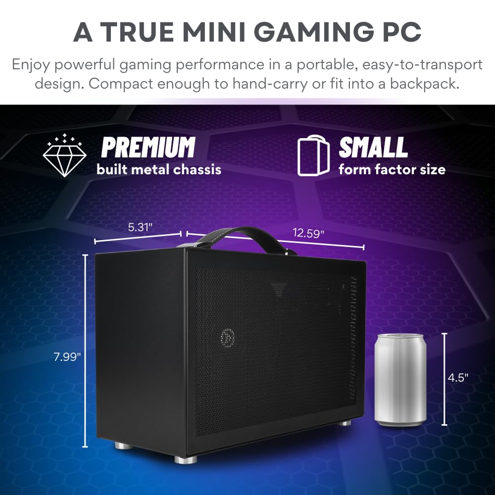 Empowered PC LAN Gaming Desktop (8.1L Small & Light, RTX 5060 Ti 16GB, AMD Ryzen 7 8700F, 32GB DDR5 RAM, 2TB NVMe SSD, Internal WiFi + Bluetooth, Windows 11 Pro) Best Mini ITX SFF Computer (Black)