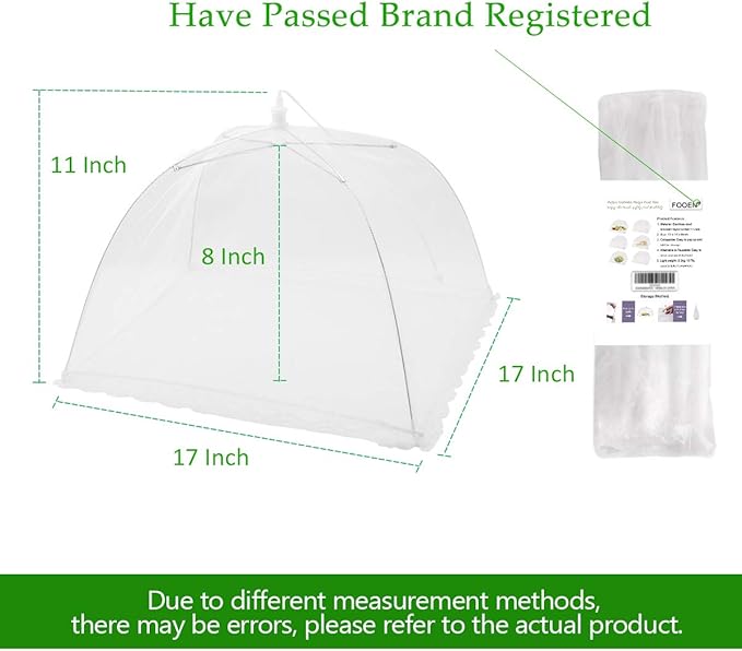 (8Pack) Pop-up Picnic Food Tent Covers, 17x17Inch Foldable Mesh Screen Food Covers for Outdoors, Reusable Food Cover Net Keep Out Flies, Mosquitoes…
