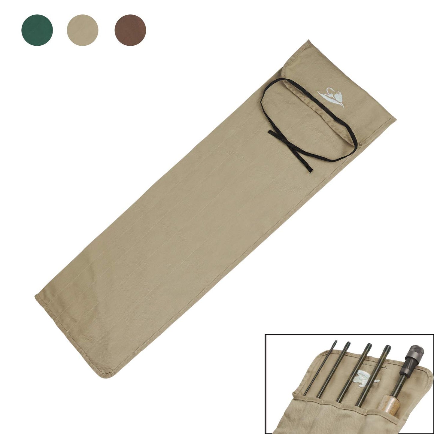 AventikINT Cotton Cloth Fishing Rod Sleeve Cover Pole Sock Glove Protector Bag Pouch with 5 Compartments (Khaki+Coffee+Green, 69cm/28inch)