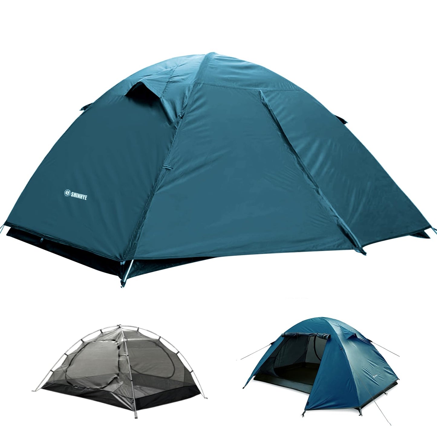 Backpacking Tent for Camping 2/3/4 Person Hiking Ultralight Tent for Waterproof Windproof Outdoor Tents Easy Setup Two Doors Double Layer Lightweight Instant Tents (Blue, 3 Person)